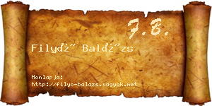 Filyó Balázs névjegykártya